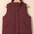 Quilted Snap Down Zip Up Vest Coat