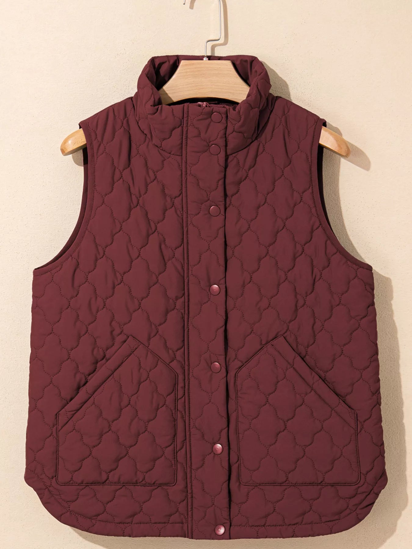 Quilted Snap Down Zip Up Vest Coat