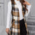 Plaid V-Neck Vest Coat Camel