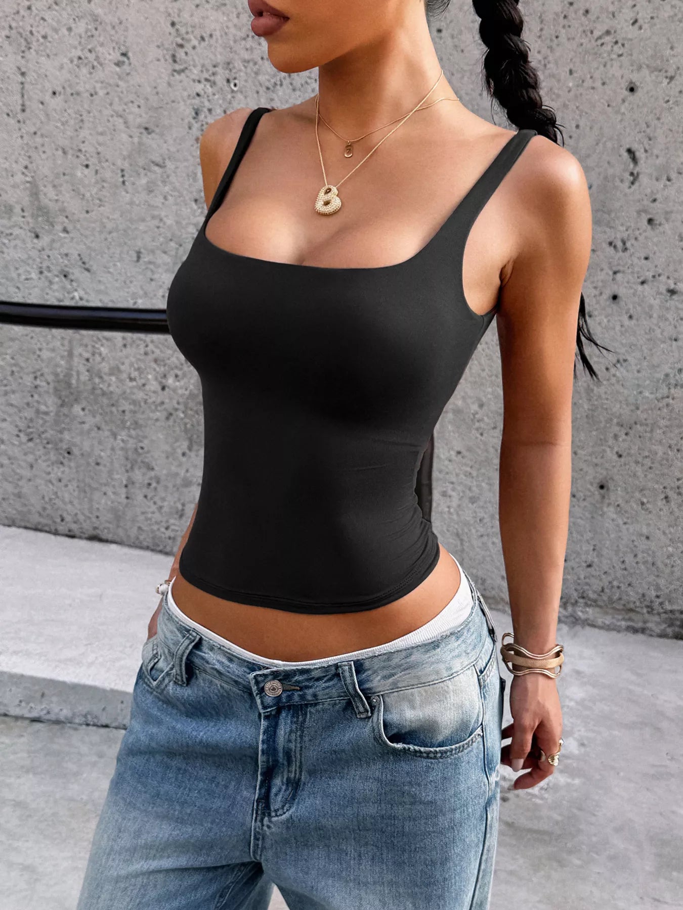 Solid Color Square Neck Tank