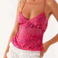 Embroidered Sequin Tie Back Cami