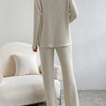 Ribbed Knit V-Neck Top and Pants Lounge Set