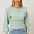 Boat Neck Lantern Sleeve Blouse Sage