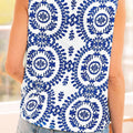 Printed Crew Neck Sleeveless Top