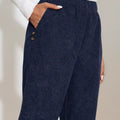 Corduroy Elastic Waist Cropped Pants