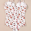 Floral Frilled Trim Spaghetti Straps Bodysuit