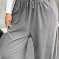 Full Size Drawstring Wide Leg Pants Plus Size
