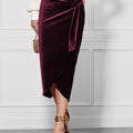Side Tied Velvet Skirt