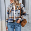 Plaid Oversized Button-Up Cropped Jacket