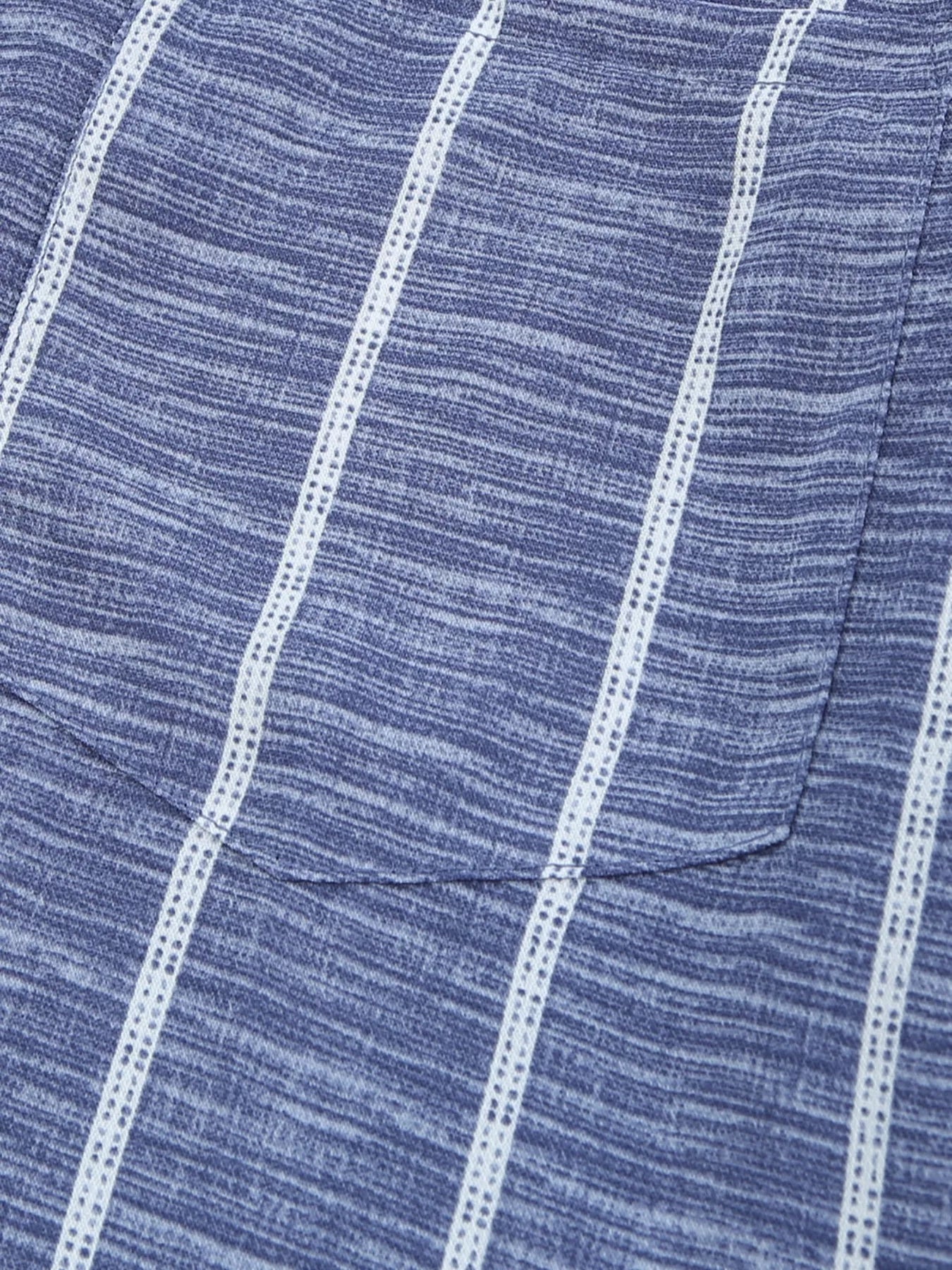 Striped Print V Neck Half Buttons Loose Blouse