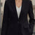Lapel Collar One Button Blazer Black