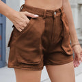 High Waist Utility Pocket Denim Shorts