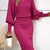 Lantern Sleeve Bodycon Sweater Dress Rose Red