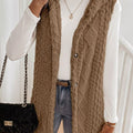 Cozy Sherpa Fleece Hooded Vest Coat Brown