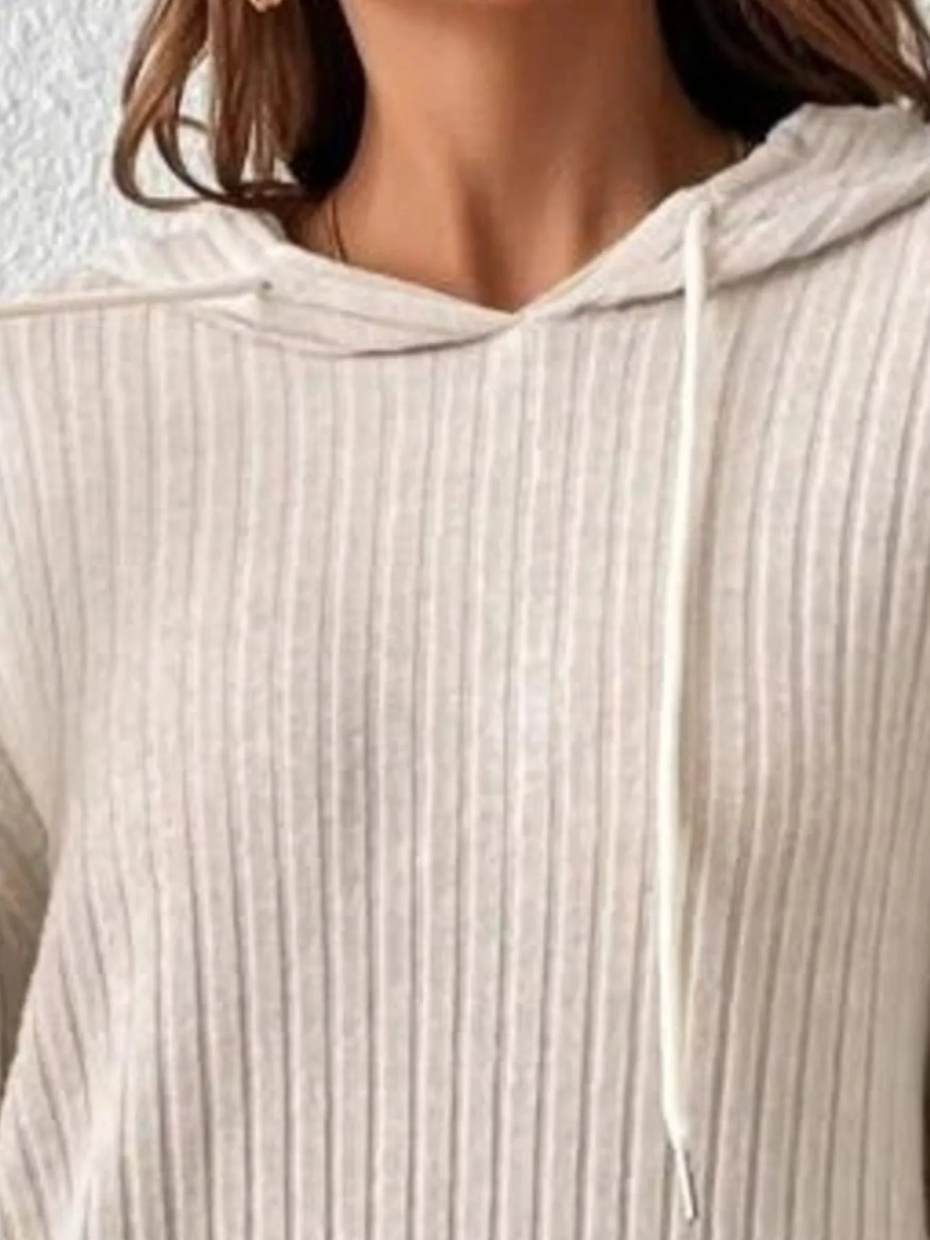 Ribbed Knit Long Sleeve Hoodie