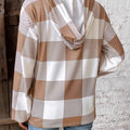 Casual Plaid Button Detail Hoodie