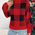 Christmas Plaid Long Sleeve Turtleneck Sweater