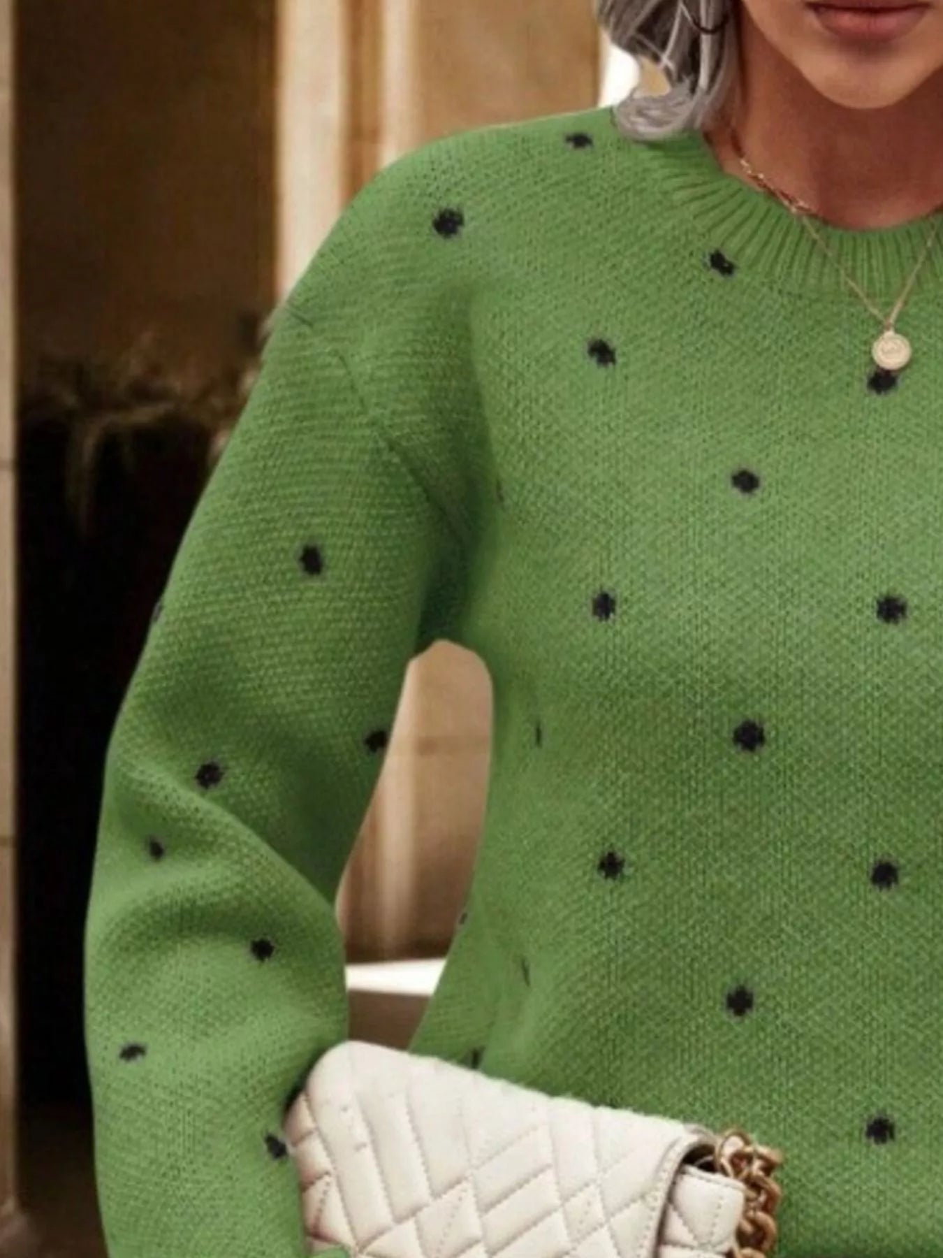 Polka Dot Round Neck Sweater