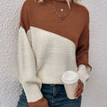 Color Block Ribbed Knit Sweater