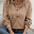 Button-Front Drawstring Hoodie Khaki