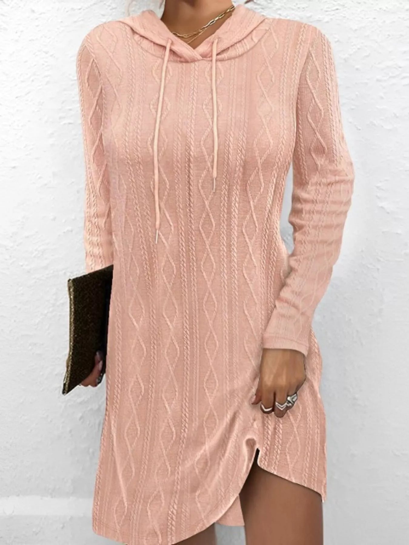 Casual Long Sleeve Hooded Knit Dress