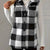 Plaid Button Up Vest Coat Black