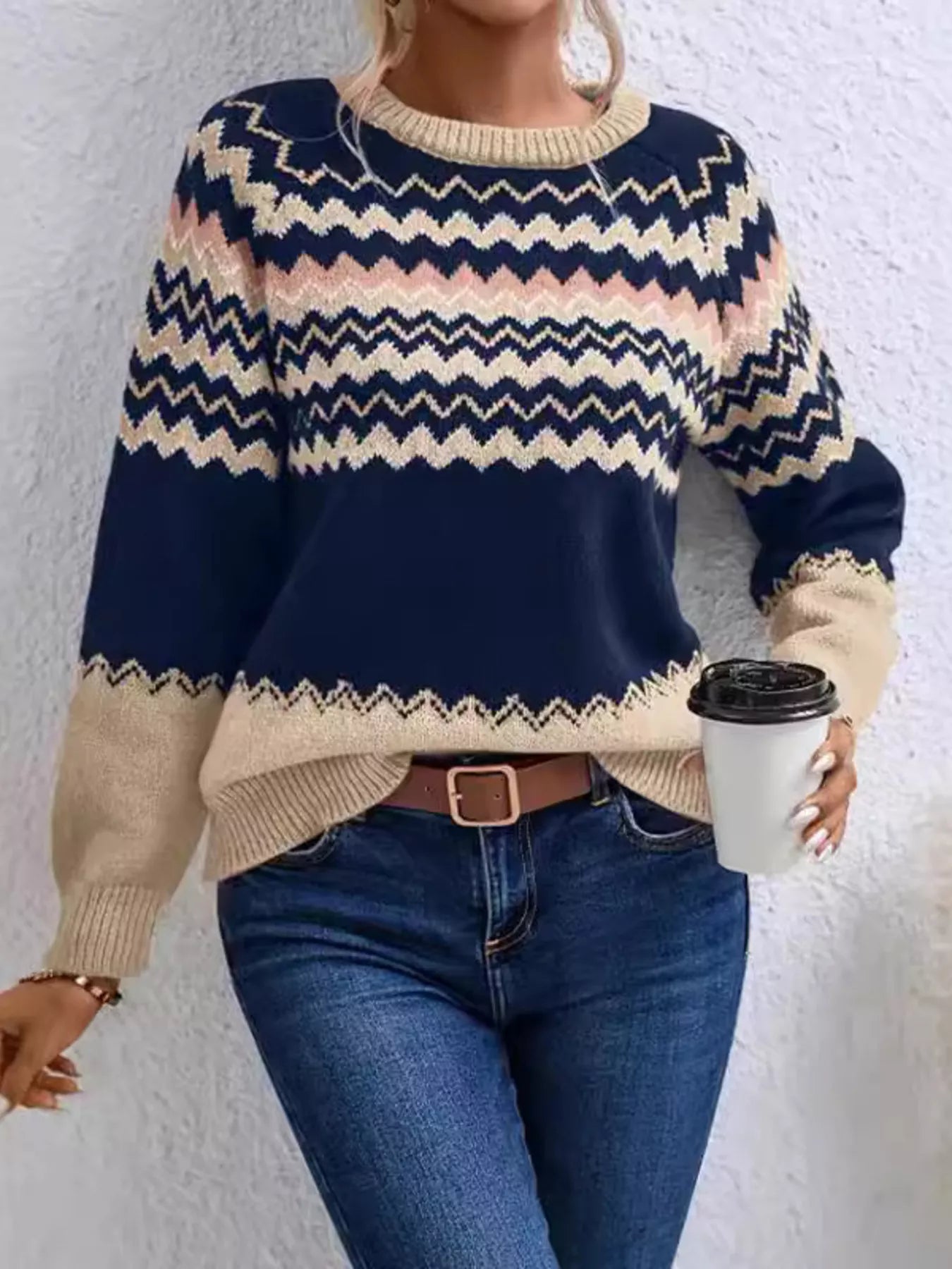 Geometric Pattern Knitted Sweater