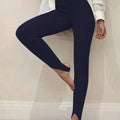 Ribbed Mid Waist Leggings Dark Navy