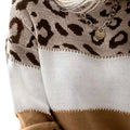 Full Size Leopard Color Block Long Sleeve Sweater Plus Size