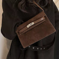 Solid Color Buckle Shoulder Bag