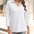 Johnny Collar Solid Color Top White