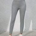Full Size Letter Embroidered High Waist Leggings Gray