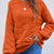 Textured Knit Round Neck Sweater Orange