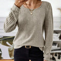 Ribbed Knit Long Sleeve T-Shirt
