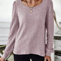 Ribbed Knit Long Sleeve T-Shirt