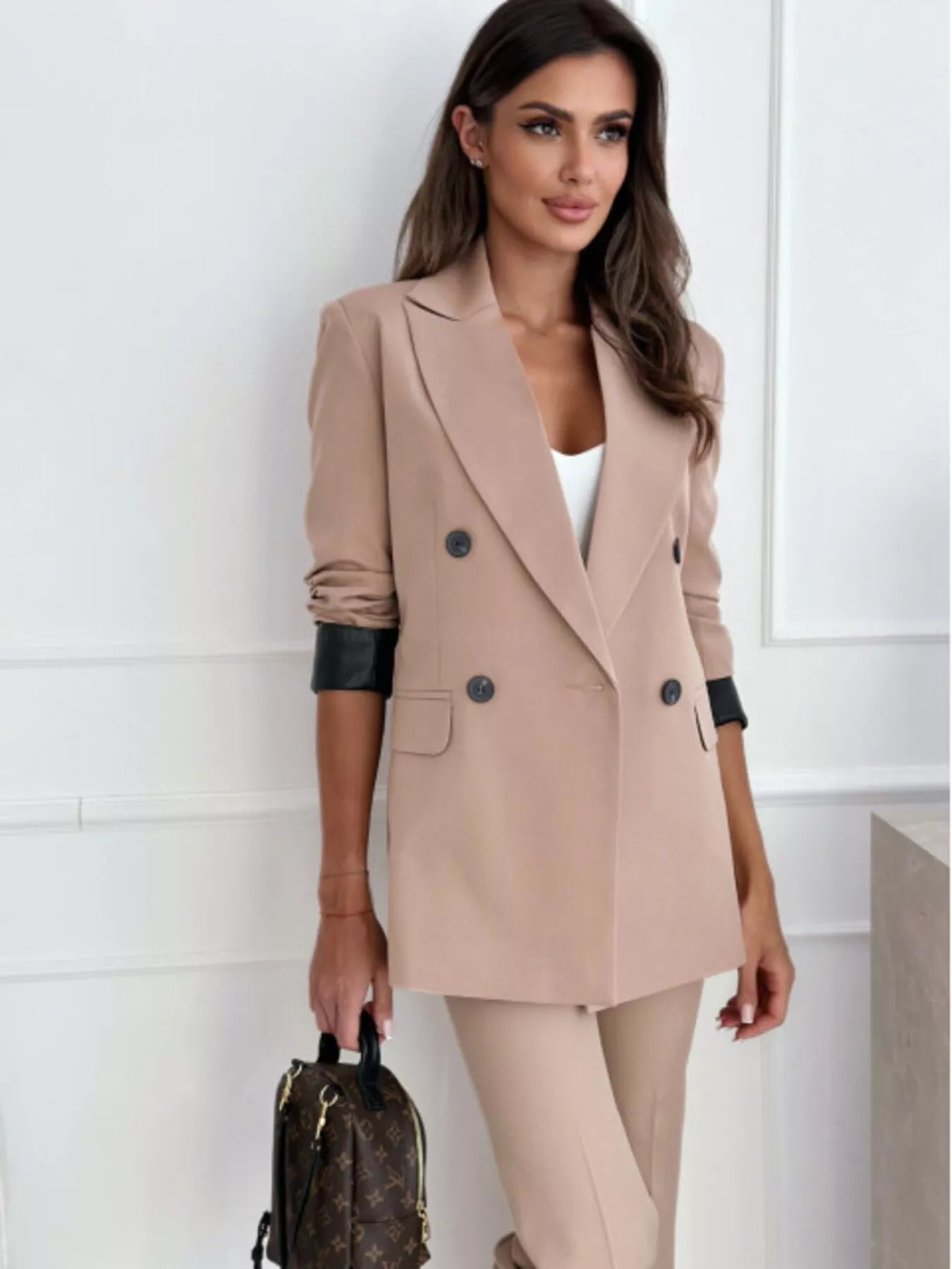 Lapel Collar Long Sleeve Blazer