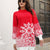 Snowflake Pattern Sweater Dress Red