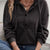 Button-Front Drawstring Hoodie Black