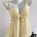 Lace Detail Layered Cami Light Yellow