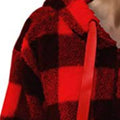 Full Size Plaid Sherpa Drawstring Hoodie Plus Size