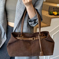 Buckle Decor Shoulder Bag Brown One Size