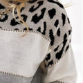 Full Size Leopard Color Block Long Sleeve Sweater Plus Size