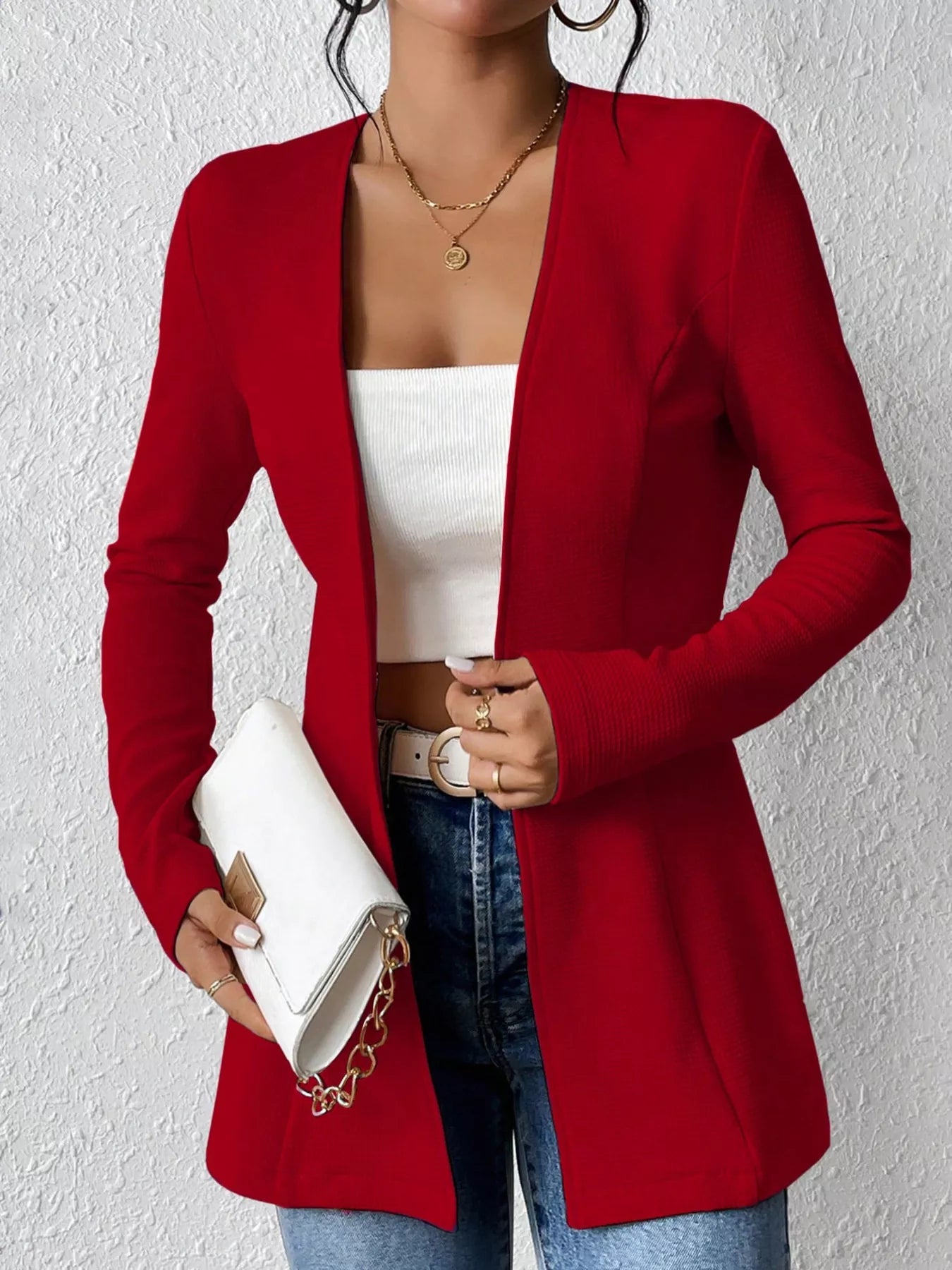 Single-Button Long Sleeve Blazer