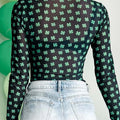 Lucky Clover Mock Neck Long Sleeve Bodysuit