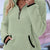Full Size Cozy Fleece Quarter Zip Long Sleeve Sweatshirt Plus Size Light Green