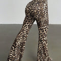 Leopard Print High Waist Flare Pants
