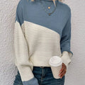 Color Block Ribbed Knit Sweater