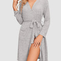 Tied Solid Lounge Nightgown with Pockets