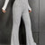 Plus Size Ribbed Knit High Waist Flare Pants Light Gray