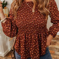 Floral Smocked Ruffle Hem Long Sleeve Blouse